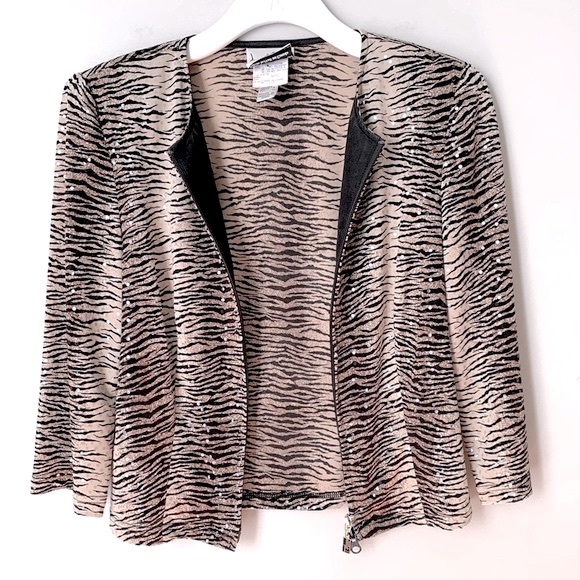 Vintage Joseph Ribkoff size 6 Front Zip Sequin Top - Picture 13 of 16